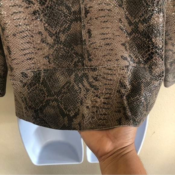 Chico's snakeskin Leather reversible brown jacket 0(4/6)S - Picture 8 of 16